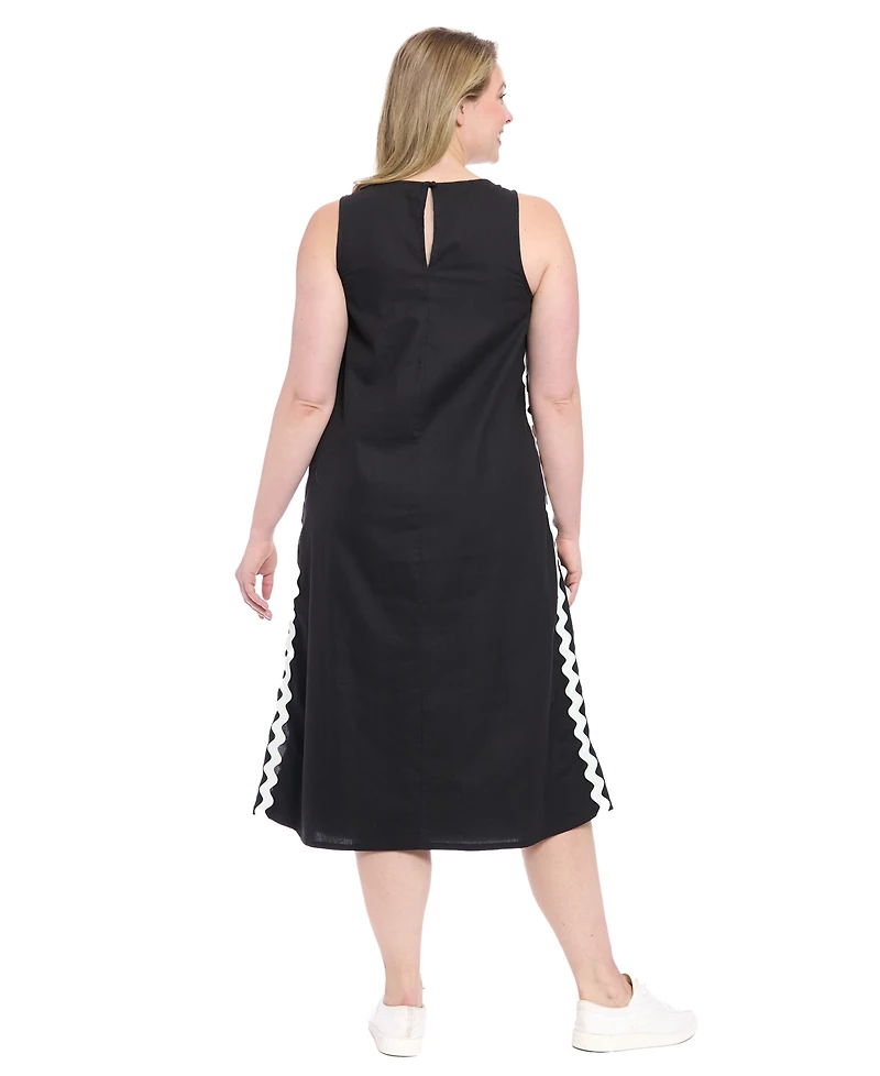 London Times Plus Sleeveless Crewneck Midi Dress