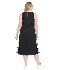 London Times Plus Sleeveless Crewneck Midi Dress