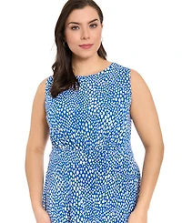 London Times Plus Sleeveless Jewel Neck Midi Dress