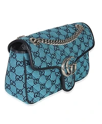 Pre-Owned Gucci Blue Gg Canvas Diagonal Small Gg Marmont Bag