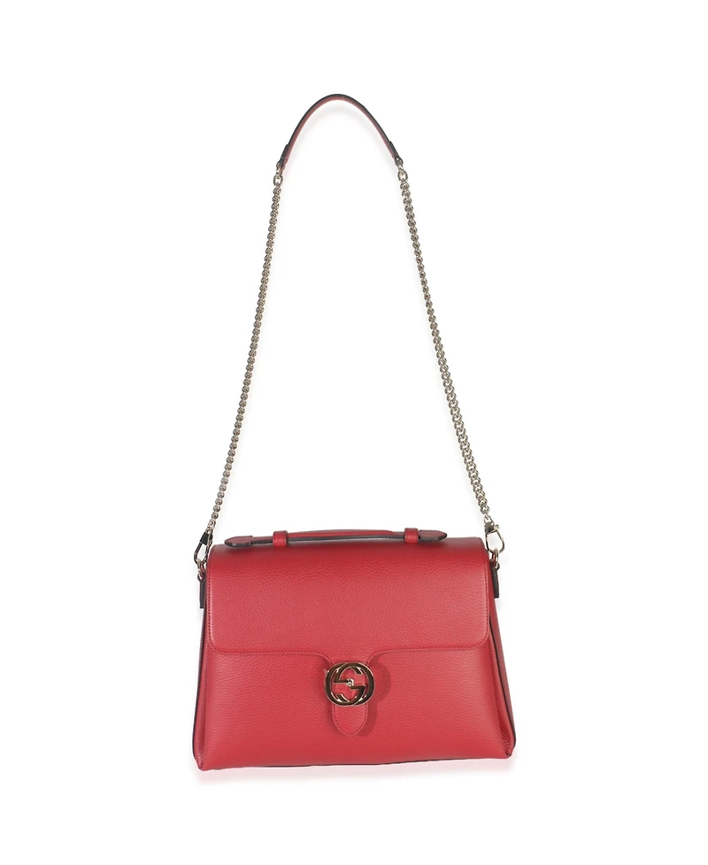 Pre-Owned Gucci Red Dollar Calfskin Medium Interlocking G Top Handle Bag
