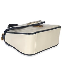 Pre-Owned Gucci Navy White Calfskin Matelasse Diagonal Torchon Mini Gg Marmont Top Handle