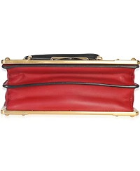 Pre-Owned Prada Red Black City Calfskin Saffiano Cahier Bag