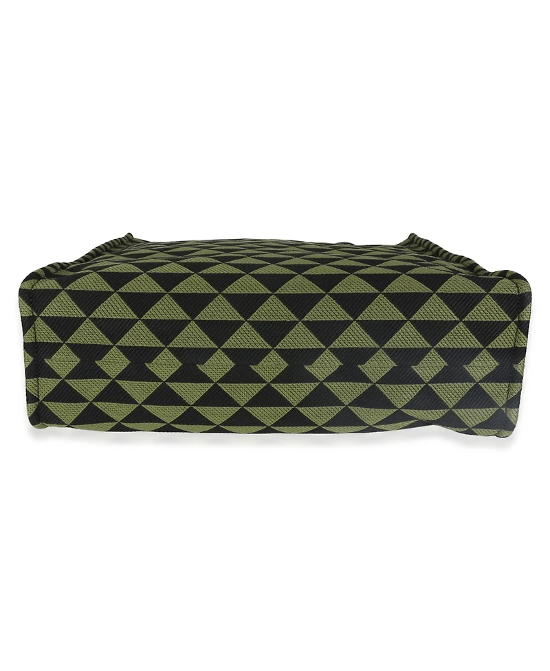 Pre-Owned Prada Black Green Jacquard Triangolo Symbole Shopping Tote
