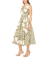 CeCe Women's Sleeveless V-Neck Buckle Trim Midi Dress