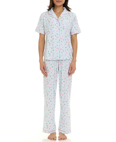 Flora by Nikrooz Women's Short-Sleeve Top and Pajama Pants, 2-Piece Set
