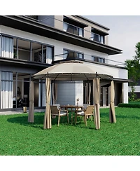 Gymax 11.5' Outdoor Patio Round Dome Gazebo Canopy Shelter Double Roof Steel