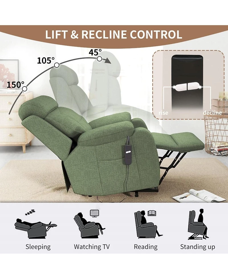 Maison Boucle Snowflake Velvet Lift Chair for Seniors with Remote Control, Electric Recliner Sofa for Elderly, Soft Fabric Power Chair