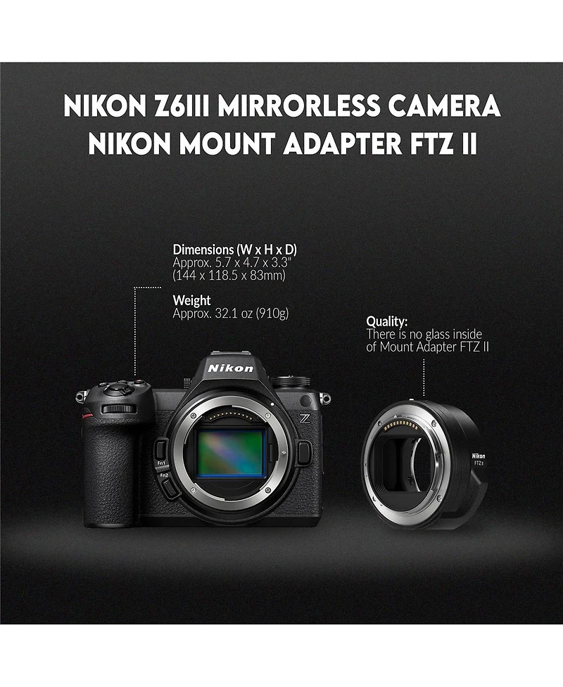 Nikon Z6III Mirrorless Camera with Ftz II Adapter