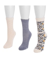 Muk Luks Women's Dream Step Crew Socks, 3 Pair Pack