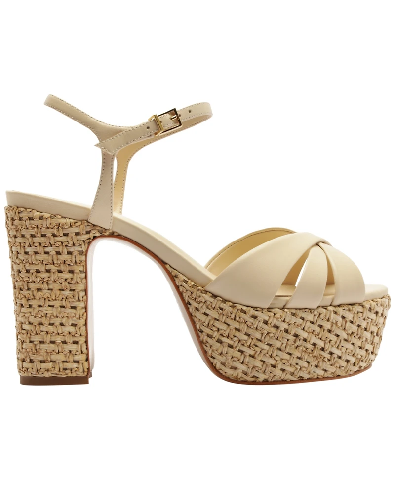 Schutz Women's Keefa Raffia Round Toe Sandals