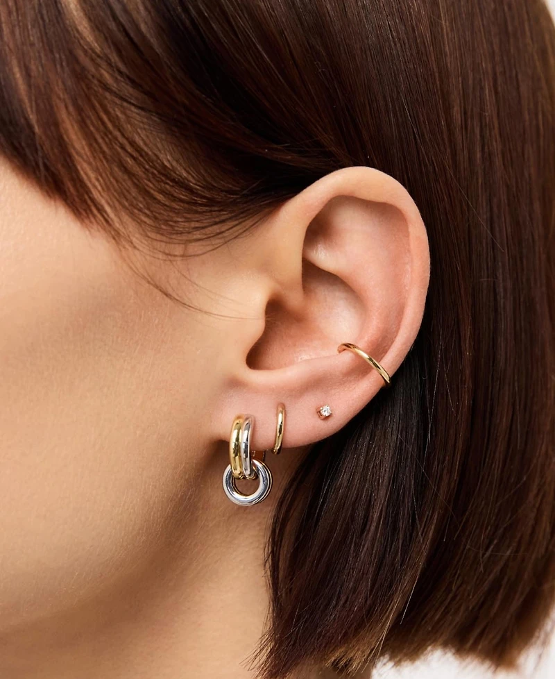 Ana Luisa Asher Drop Mixed Metal Huggie Earrings
