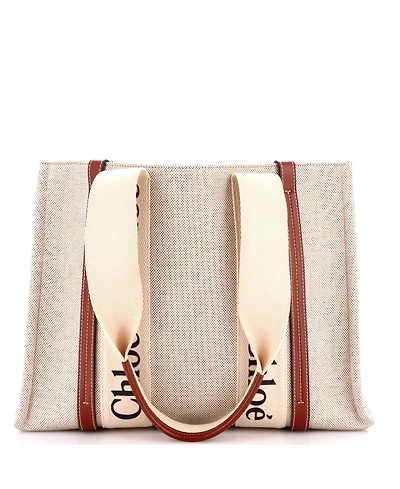Pre-Owned Chloe Medium Woody Tote Canvas with Leather