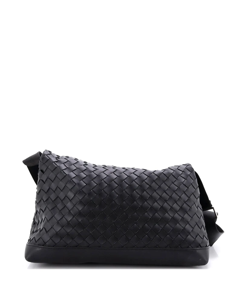 Pre-Owned Bottega Veneta Large Classic Fold Over Messenger Bag Intrecciato Leather