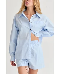Crescent Women's Lana Oversized Poplin Shirt Two Piece Set