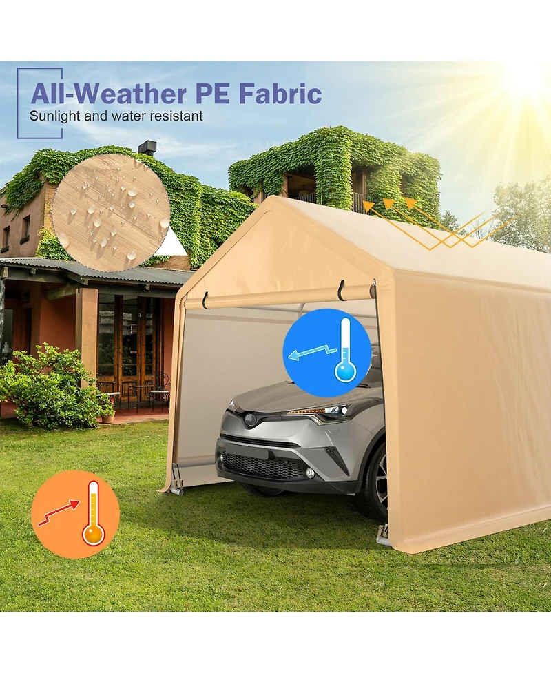 Gymax 9x17 ft Heavy Duty Carport Canopy Pe Car Tent Steel Outdoor Garage Shelter