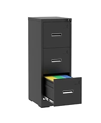 Rainsken 3 Drawer Vertical File Cabinet, Lockable Filing Cabinet with Card Slot, Storage Cabinet for Home Office, Holds A4/Letter/Legal Files