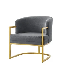 Rainsken Accent Chair, Upholstered Faux Rabbit Fur Armchair with Gold Metal Frame and Curved Backrest Support for Living Room and Bedroom