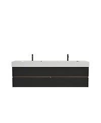 Sillysis 71.7" Floating Modern Double Sink Bathroom Vanity with Soft Close Drawers & Integrated Sinks for Large Bathrooms