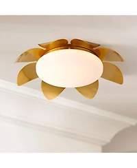 Possini Euro Design Radiance 16" Wide Brass Flower Led Ceiling Light