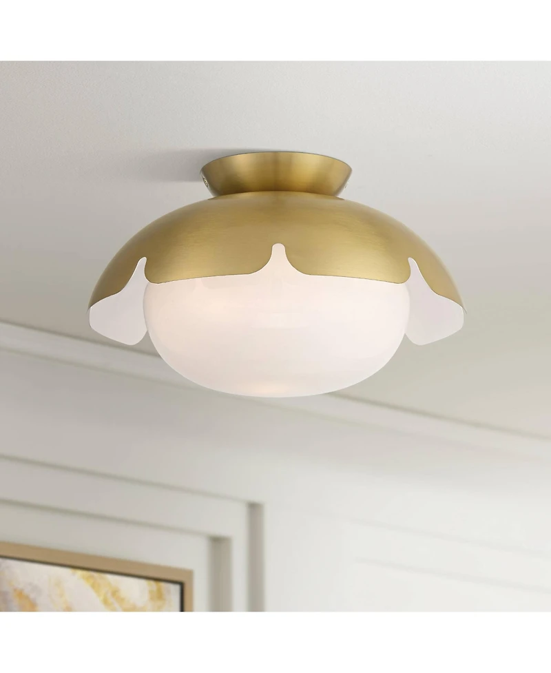 Possini Euro Design Possini Euro Mina 12" Wide Antique Brass Ceiling Light