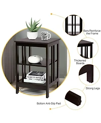 Sugift 2 Pieces 3-Tier Nightstand with Reinforced Bars and Stable Structure