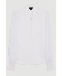 Karen Millen Women's Zip Detail Chiffon Sleeve Knit Top