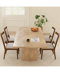Gymax Modern Dining Chair Set of 4 Upholstered Kitchen Chair w/ Padded Backrest and Seat