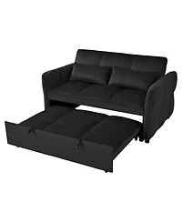 Maison Boucle 3-in-1 Velvet Pull Out Sleeper Sofa Bed with Adjustable Backrest