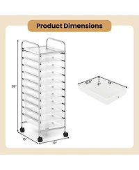 Sugift Ten Drawer Rolling Storage Cart with Metal Frame and Casters