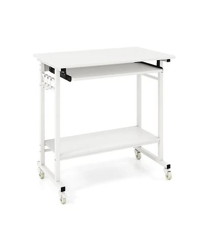 Sugift Rolling Laptop Table with Pull Out Keyboard Tray and Hooks