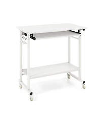 Sugift Rolling Laptop Table with Pull Out Keyboard Tray and Hooks