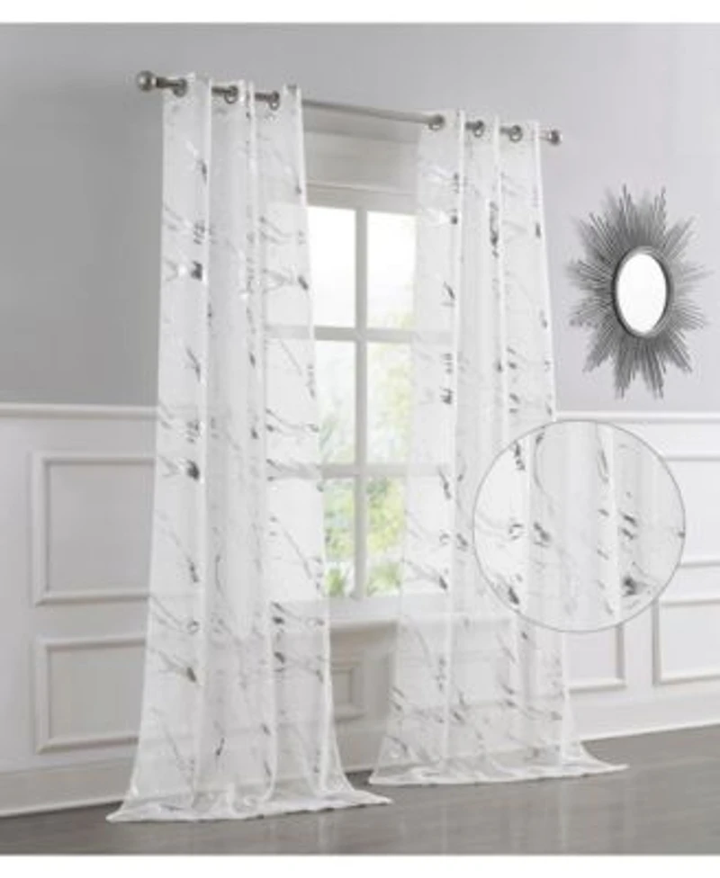 Dainty Home Chloe 2 Pack Linen Textured Metallic Light Filtering Grommet Curtain Panel Pair 38 X22 X 84 X22