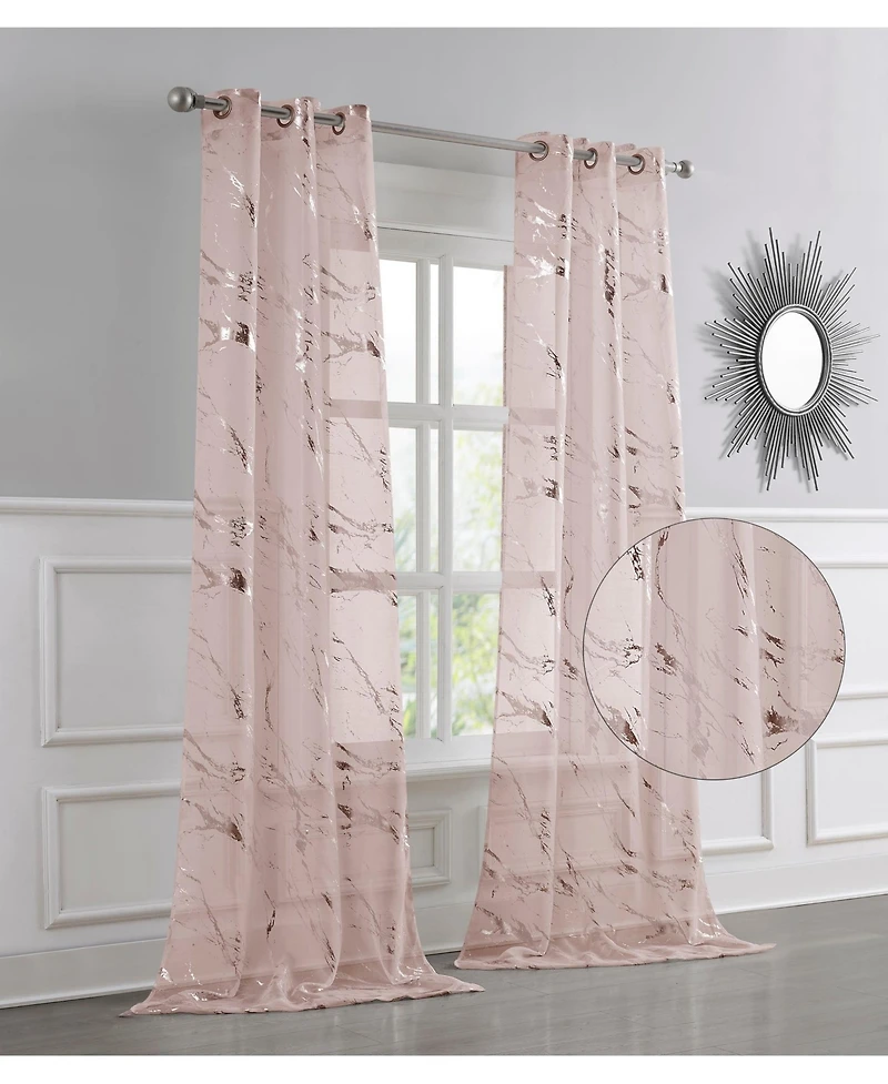 Dainty Home Chloe 2-Pack Linen Textured Metallic Light Filtering Grommet Curtain Panel Pair 38" x 84"