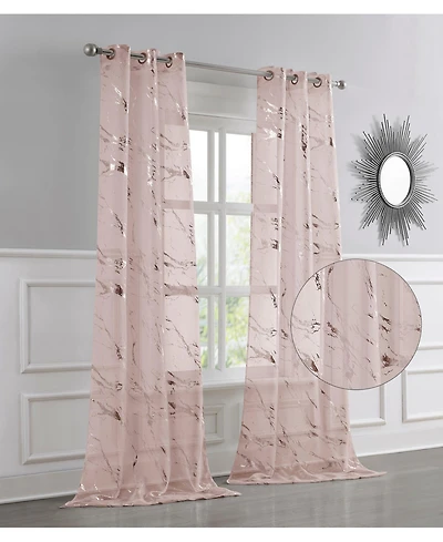 Dainty Home Chloe 2-Pack Linen Textured Metallic Light Filtering Grommet Curtain Panel Pair 38" x 84"