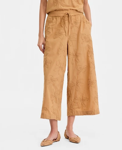 I.n.c. International Concepts Women's Embroidered Cotton Cropped Pants, Macy's Exclusive