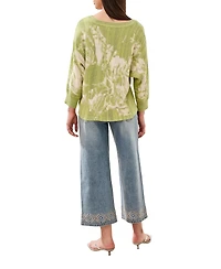 Tribal Women's U-Neck Jacquard Three-Quarter-Sleeve Sweater