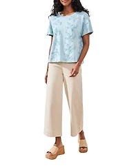 Tribal Women's Embroidered Knit Short-Sleeve Crew Top