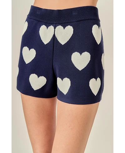 English Factory Women's Heart Patterned Knit Shorts