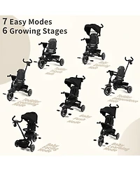 Kinder King 7-in-1 Toddler Tricycle Stroller with Rotating Seat, Adjustable Push Handle and Canopy