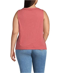 Lands' End Plus Slub Decorative Trim Tank Top