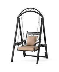Slickblue Outdoor Porch Swing with Removable Cushions for Garden Balcony