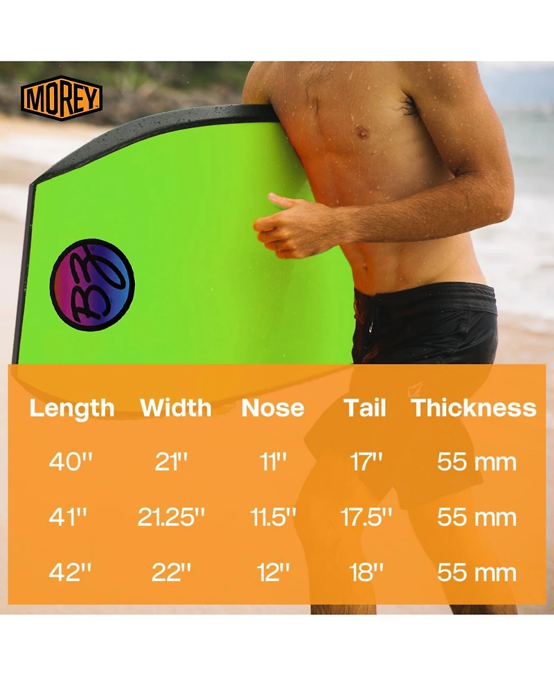 42" Bodyboard with Zero-g Polypro Core, Surlyn Slick & Tru-Flex Mesh for Beach Surfing