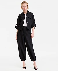 I.n.c. International Concepts Women's Linen-Blend Bubble-Hem Ankle Pants, Macy's Exclusive
