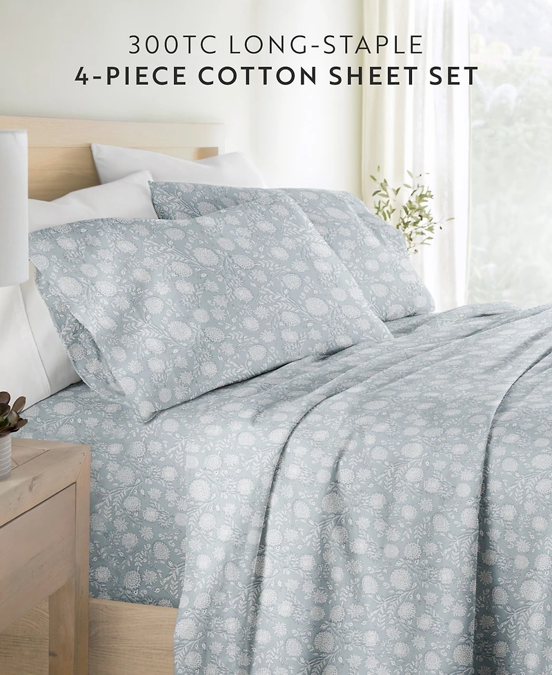 ienjoy Home Long Staple 300-Thread Count Cotton Pattern -Pc. Sheet Set