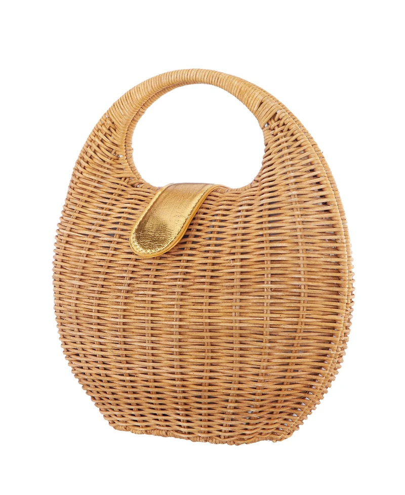 Nina Kava Rounded Rattan Small Satchel Bag