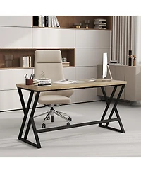 Sugift 59 in Computer Desk with Heavy Duty Metal Frame and Crossbar