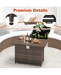 Sugift 44.5 in Rattan Propane Fire Pit Table with Steel Burner