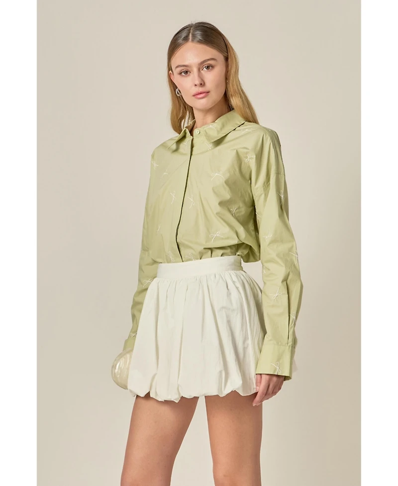 English Factory Women's Bow Embroidery shirt