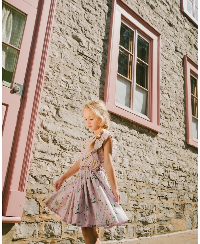 Deux par Deux Little Girls Viscose Dress Printed Flowers